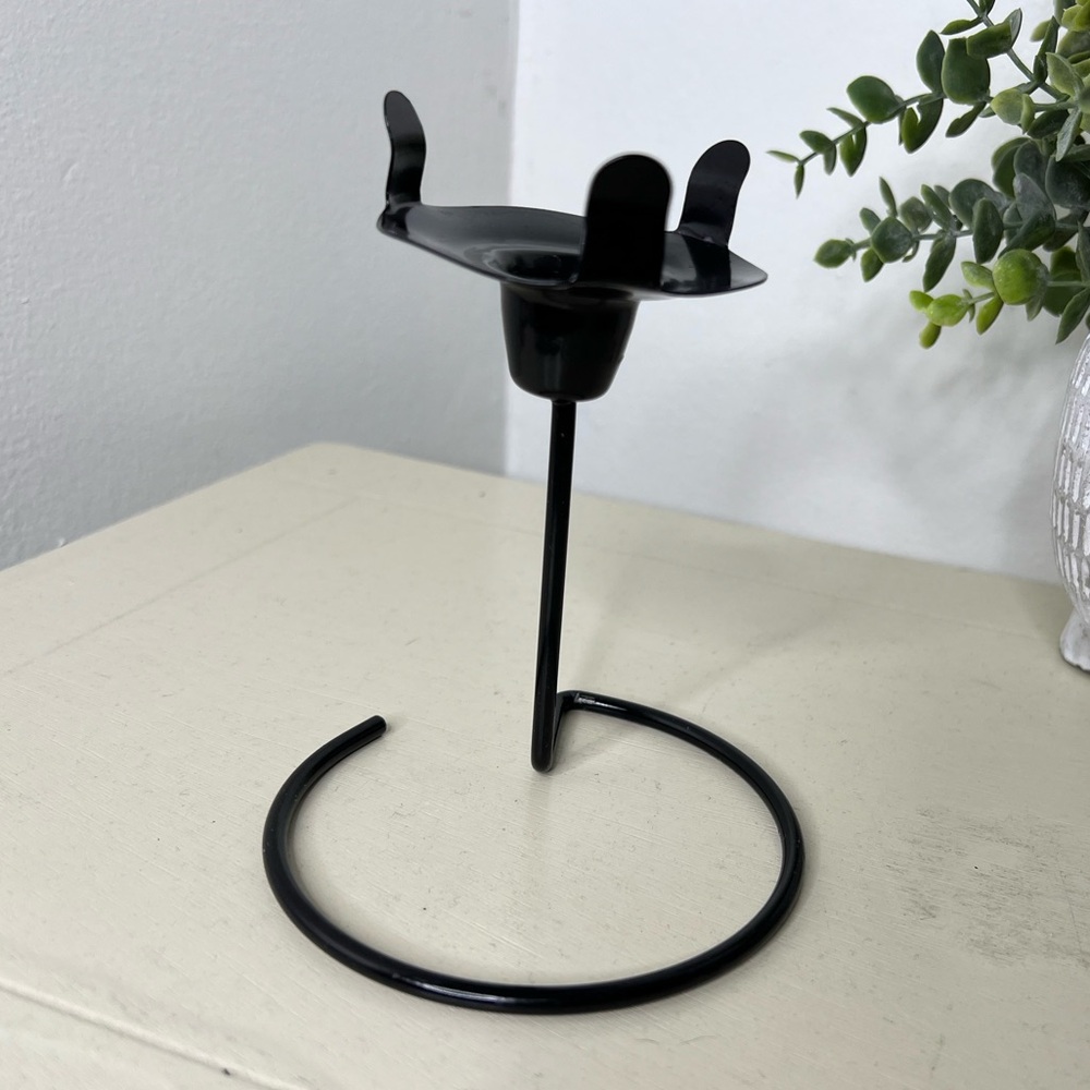 Wrought Iron Black Candle Holder